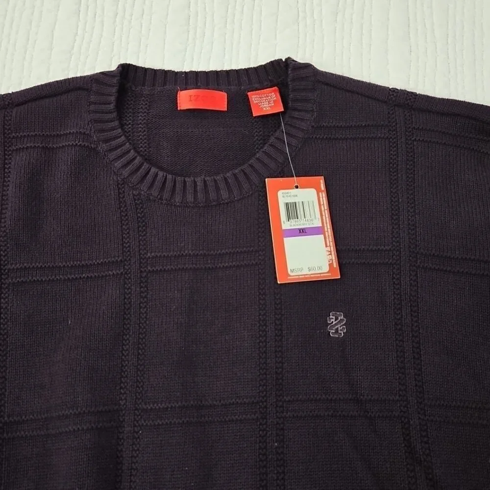 Izod Luxury Sport Blackberry‎ Purple Chunky Cable Knit Sweater Men's XXL NWT NEW